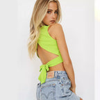23188P Knit Hollow Short Tank Top - Women's Fashion