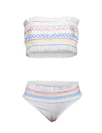 Smocked Ruffle Bandeau Bikini Set