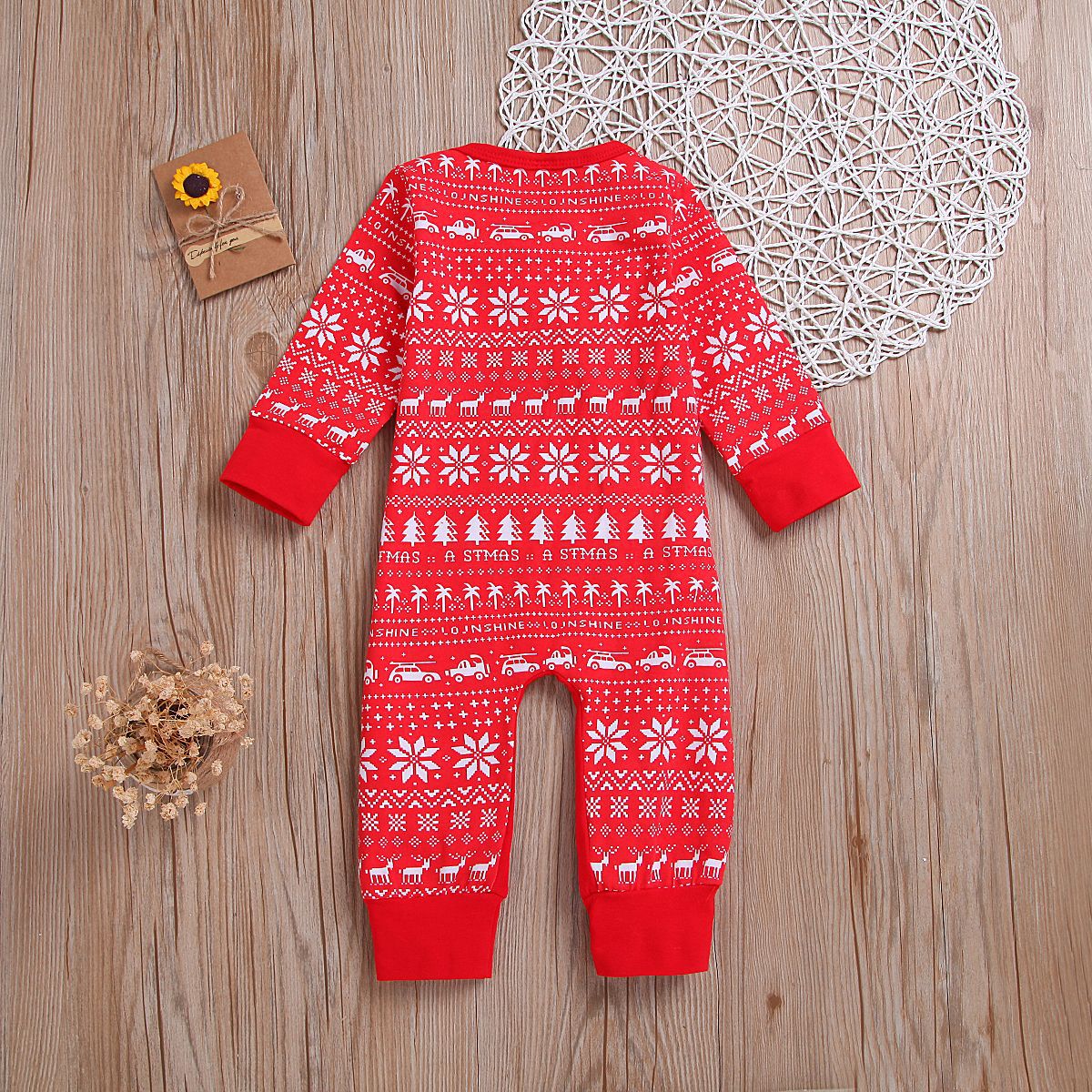 Christmas Reindeer Print Baby Romper