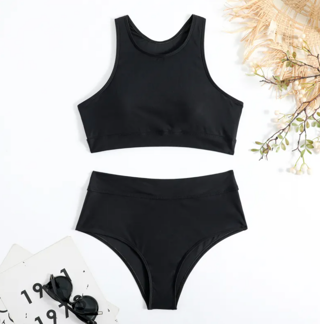 Womens High-Neck Two-Piece Swimsuit