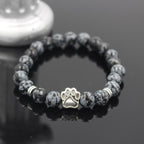 Lava Stone Dog Paw Heart Bead Bracelet