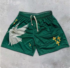 Angel and Cross Print Mesh Gym Shorts