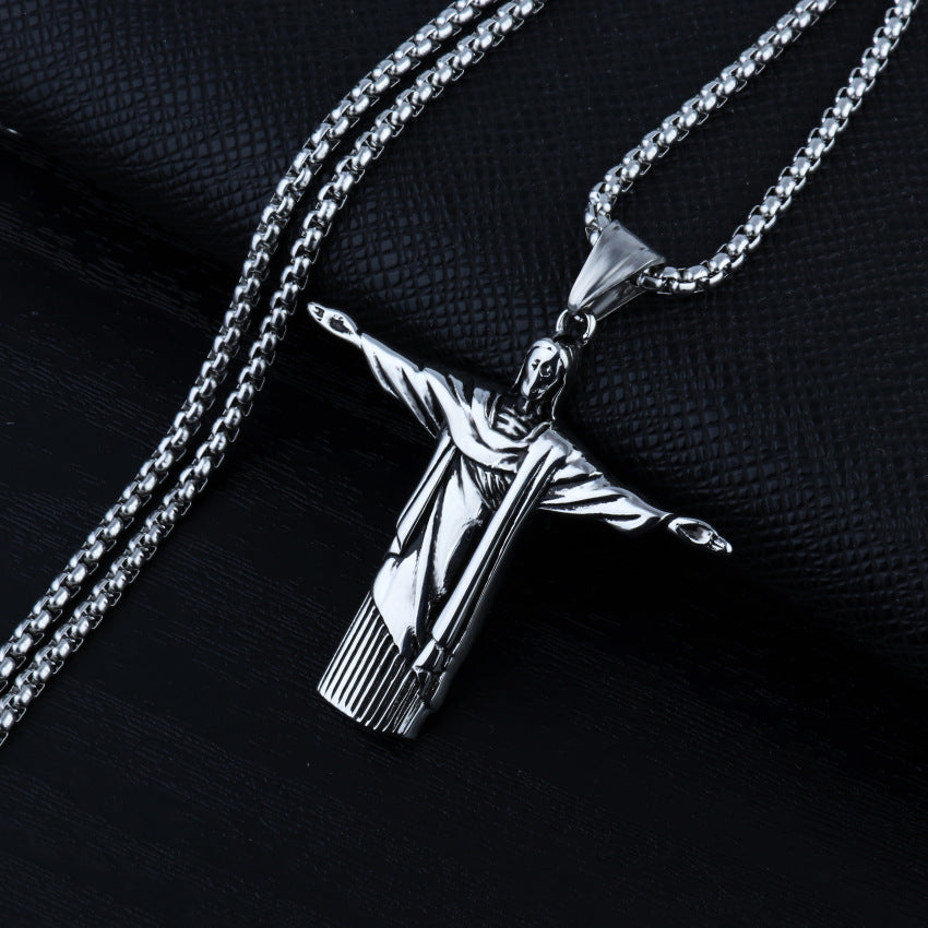 Christ the Redeemer Jesus Pendant Necklace for Men | Christian Jewelry