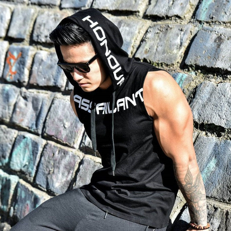 2023 Summer Men's Loose Fitness Tank Top with Hood