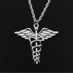 Winged Caduceus Pendant Necklace