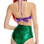 Purple and Green High-Waist Bikini Set