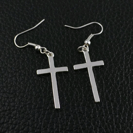 Simple Gold Cross Drop Earrings