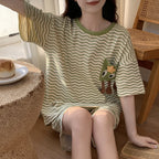 2024 Women's Summer Pajama Set - Short Sleeve & Shorts