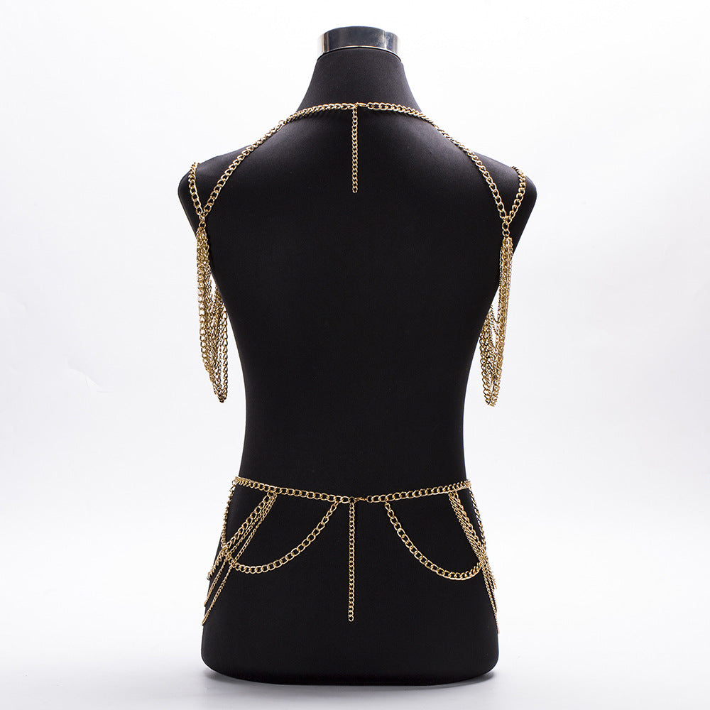 Layered Silver Chain Body Harness