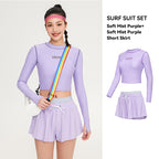 Women's Long Sleeve Rash Guard Swim Set with Skirt Leggings