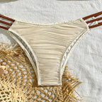 Cream Textured Bandeau Bikini Set