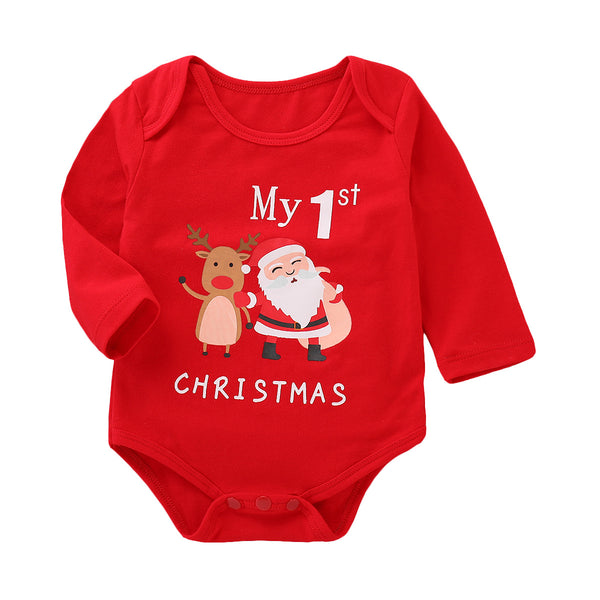 My 1st Christmas Santa & Reindeer Baby Bodysuit