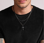 Titanium Cross Layered Necklace
