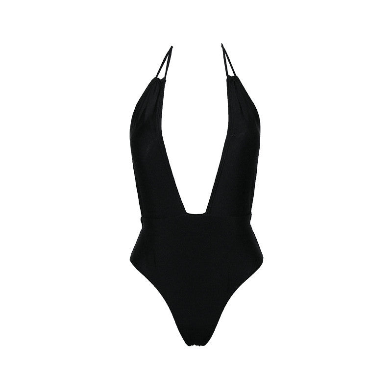 Women's Deep-V Plunge High-Cut One-Piece Swimsuit