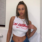 Women's Summer Sleeveless Letter Print Crop Top