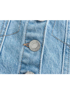 Blue Off-Shoulder Denim Corset Crop Top for Women