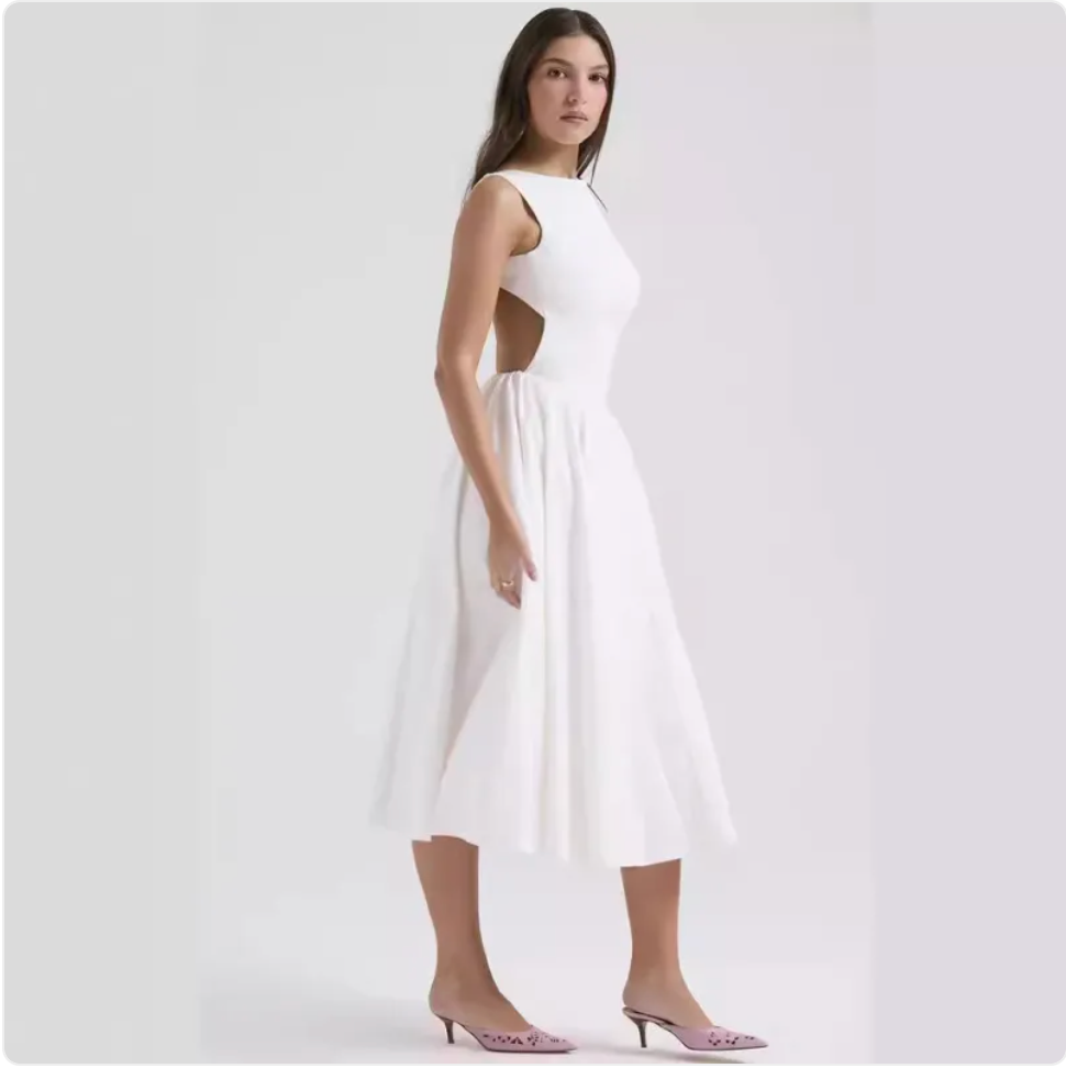 Summer Backless Spaghetti Strap Retro Dress