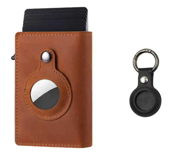 Leather Case Card Holder Aluminum Alloy Crazy Horse