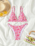 Women's Blue Floral Print Two-Piece Bikini Set