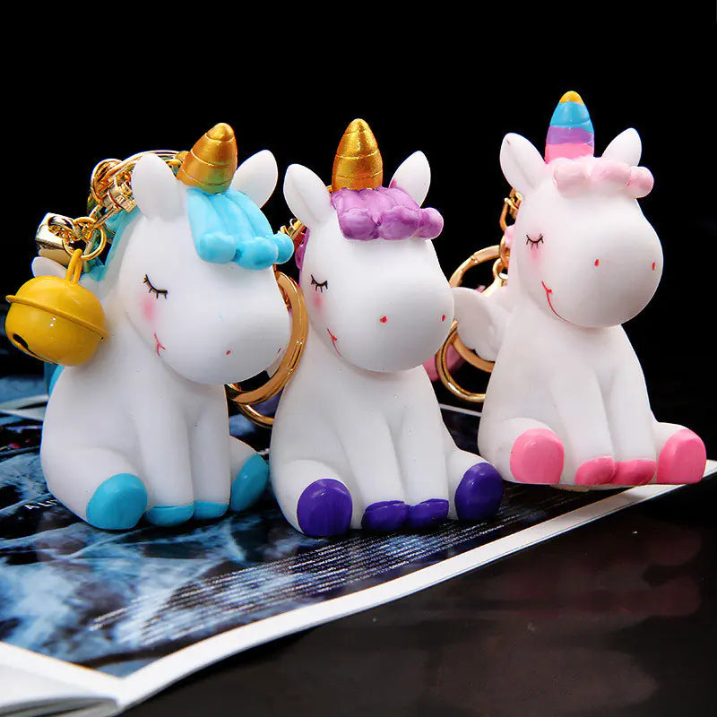 Unicorn Keychain with Pom Pom and Bell Decoration | Accessory