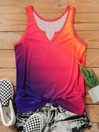 Gradient Notched Neck Casual Sleeveless Women's Tank Top