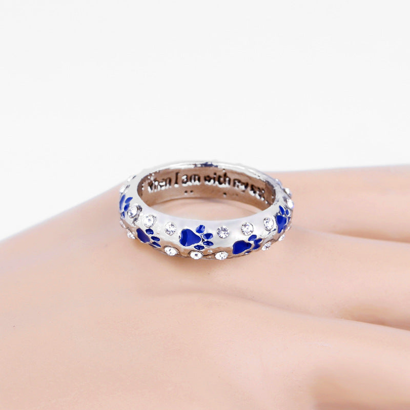 Paw Print Enamel Band Ring