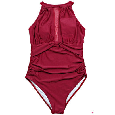 Womens One-Piece Swimsuit with Mesh Panel