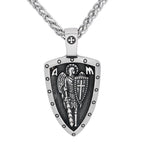 Retro Angel Medal Shield Cross Pendant Necklace for Men