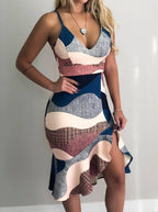 V-Neck Ruffled Bodycon Dress with Spaghetti Straps