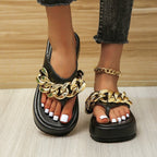 Chain Slippers Summer Thong Sandals with Platform