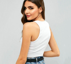 Satin Lace-Up Backless Crop Cami