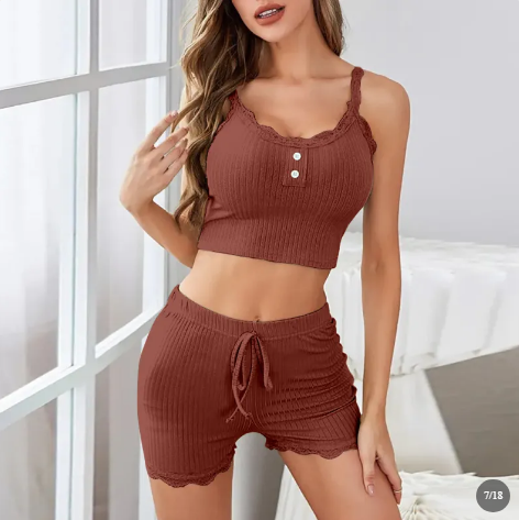 Women's Lace Spaghetti Strap Pajama Set