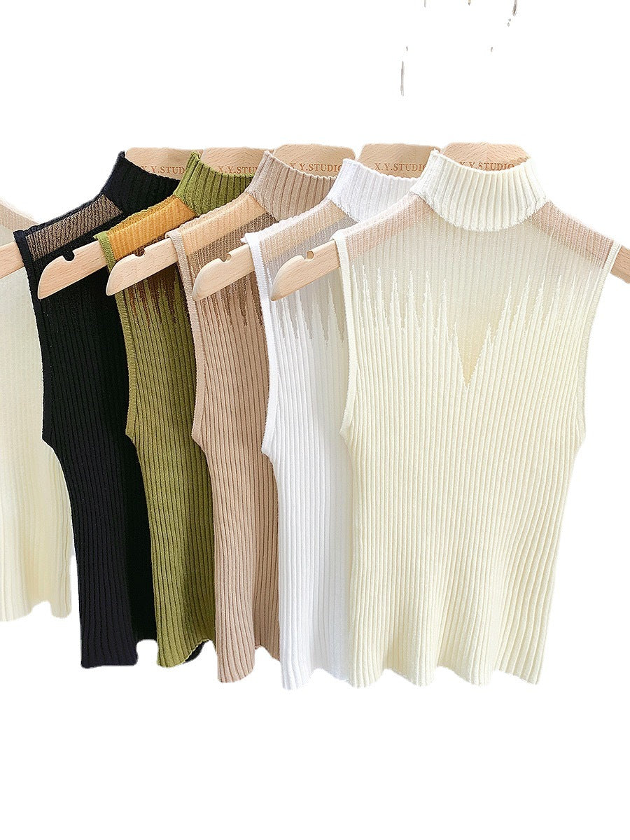 Summer High Neck Knit Tank Top for Women (Wholesale)