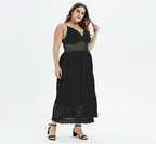 Solid Color Lace Panel Spaghetti Strap Dress