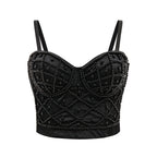 Sleeveless Sexy Women's Tank Top with Padding and Beads