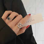 Vintage Cross Bead Ring for Women in Silver