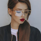 Flat Top Rimless Shield Sunglasses