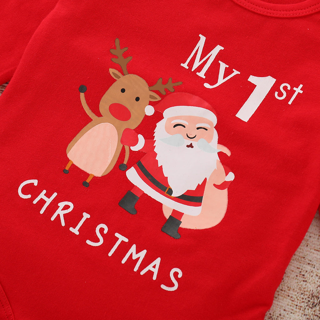 My 1st Christmas Santa & Reindeer Baby Bodysuit