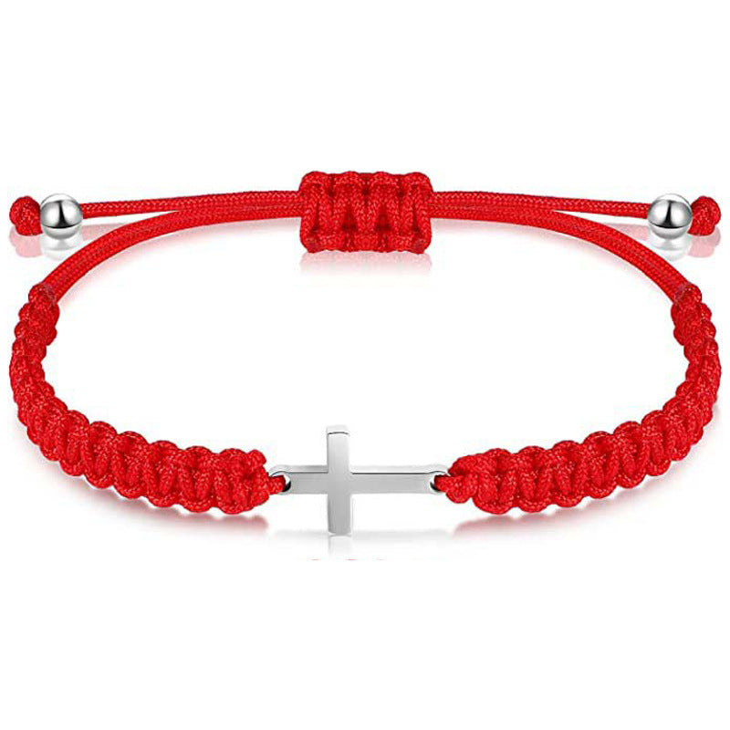 Adjustable Milan Rope Bracelet with Cross Pendant