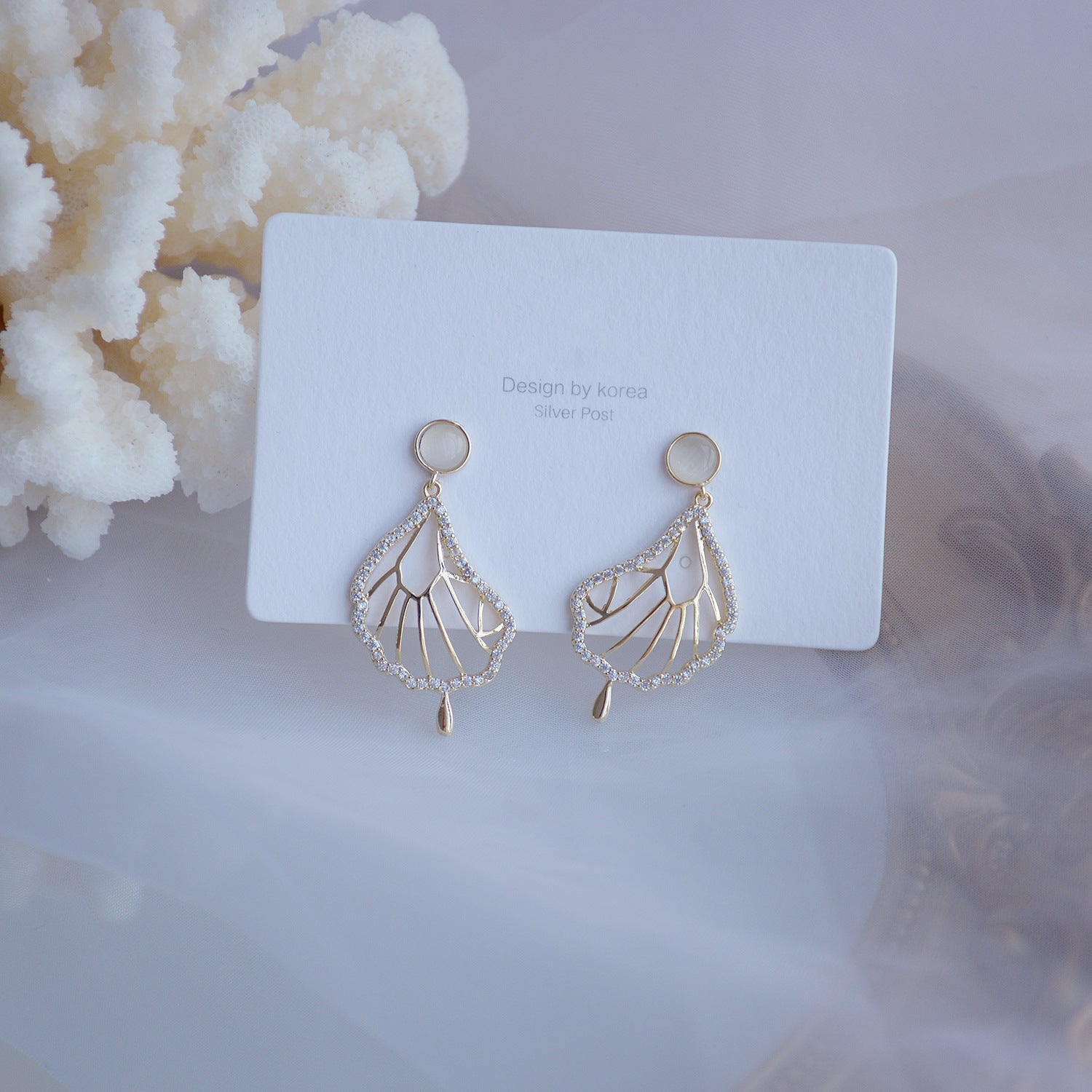 Zircon Butterfly Wing Drop Earrings