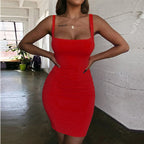 Summer Deep V Backless Dress with Spaghetti Straps