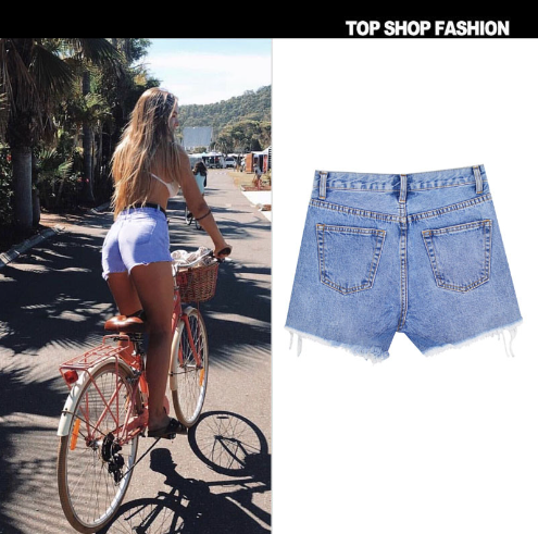 Exaggerated Ripped Women's Denim Shorts with Raw Hem