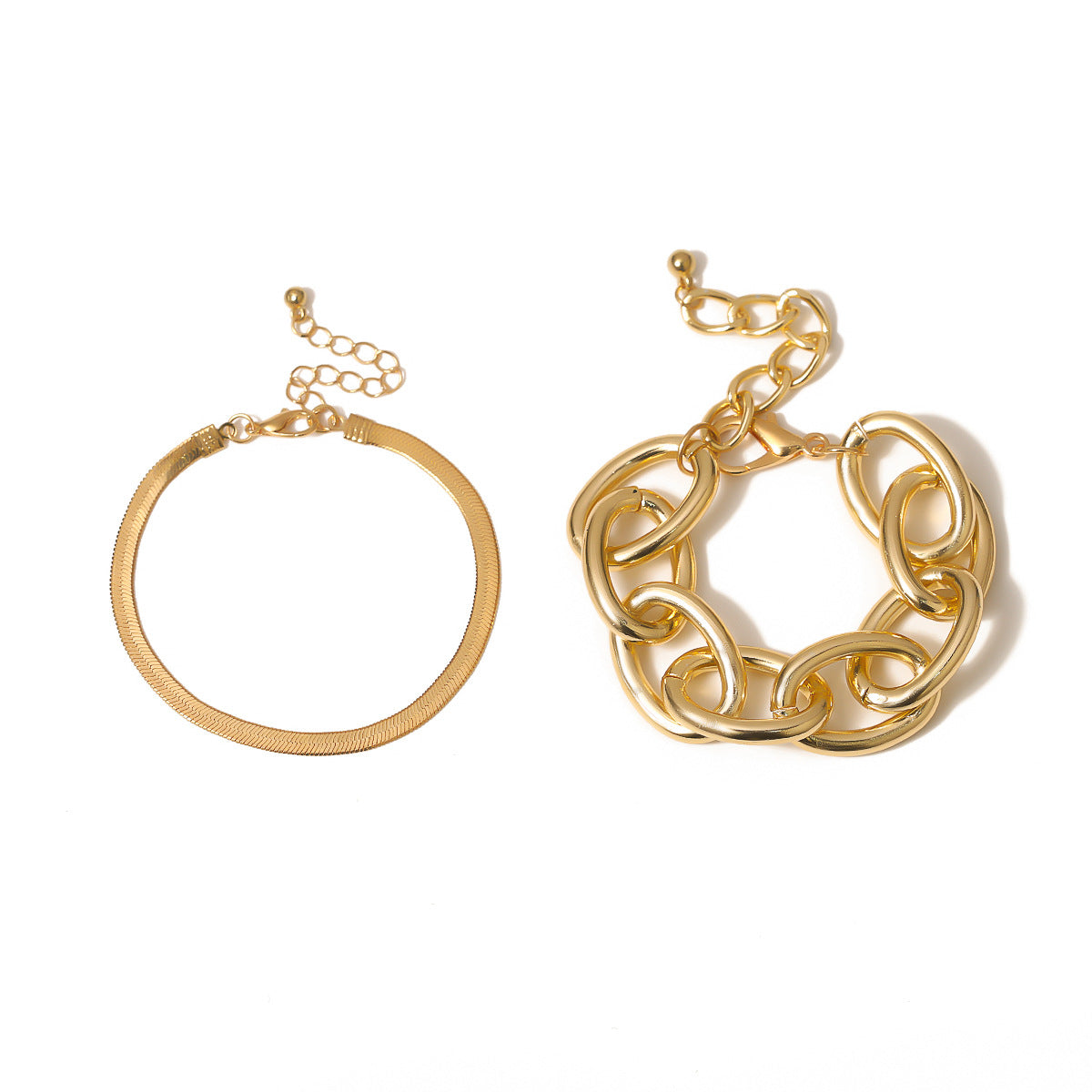 Gold Herringbone Flat Chain Bracelet