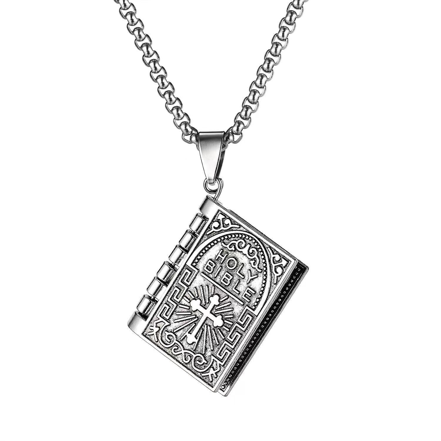 Holy Bible Book Locket Pendant Necklace