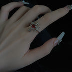 Cross Ring with Ruby and Zircon Accents