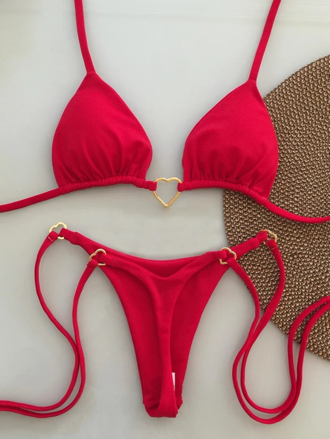 Heart-Ring String Thong Bikini Set
