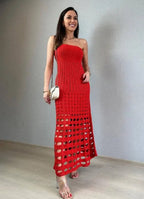 Crochet Strapless Tube Beach Maxi Dress