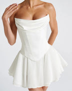 French Solid Color Tube Top Dress With Sleeves