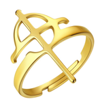 Stainless Steel Geometric Cross Couple Finger Rings