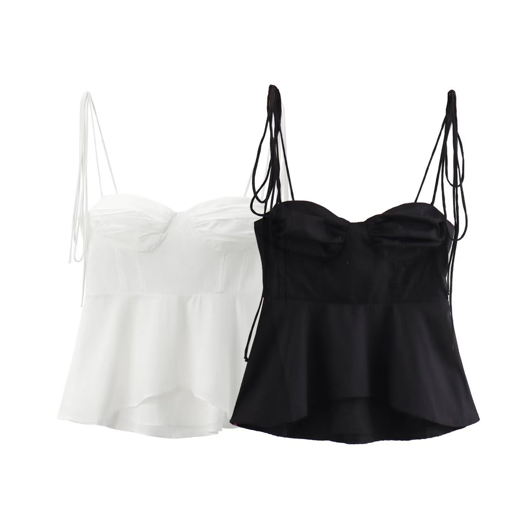 Satin Bustier Peplum Cami Top